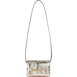 Victoria Beckham, Tassen, Dames, Geel, ONE Size, Leer, Metallic Leren Mini Ketting Pouch Handtas