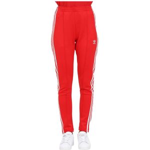 Adidas Originals, Lange rode broek voor dames met 3 strepen Rood, Dames, Maat:L