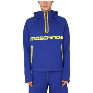 Moschino, Sweatshirts & Hoodies, Heren, Blauw, M, Sweatshirt