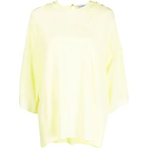 Lanvin, Blouses & Shirts, Dames, Beige, S, Citroenprint Ronde Hals Blouse