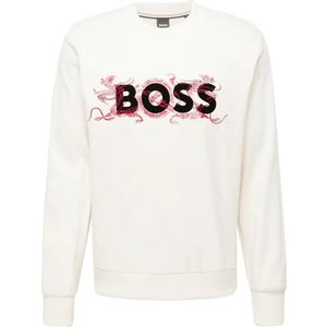 Hugo Boss, Sweatshirts & Hoodies, Heren, Wit, XL, Gedrukt Logo Sweatshirt