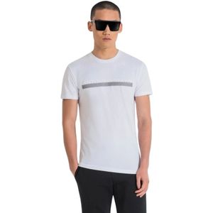 Antony Morato, Tops, Heren, Wit, L, Katoen, T-Shirt- AM Super Slim FIT Stretch Cotton Fa 120032