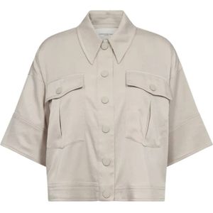 Copenhagen Muse, Blouses & Shirts, Dames, Beige, S, Polyester, Kort Shirt met Stijlvolle Details