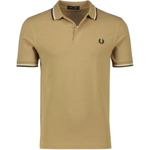 Fred Perry, Tops, Heren, Bruin, L, Katoen, Bruine poloshirt korte mouw