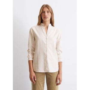 Marc O'Polo, Blouses & Shirts, Dames, Beige, XS, Katoen, Gestreepte blouse met opstaande kraag