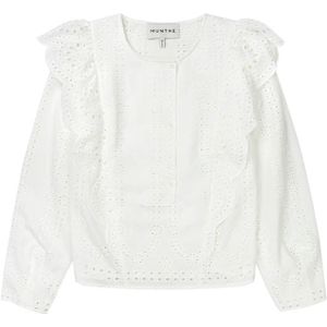 Munthe, Blouses & Shirts, Dames, Wit, S, Katoen, Ruche detail biologisch katoenen blouse top