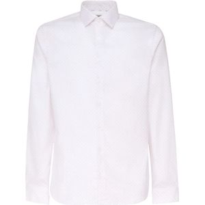 Calvin Klein, Overhemden, Heren, Wit, M, Katoen, Witte Katoen Elastaan Shirt