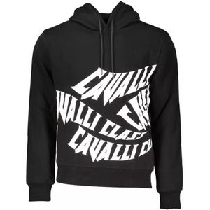Cavalli Class, Sweatshirts & Hoodies, Heren, Zwart, XL, Katoen, Zwarte Hoodie met Logoprint