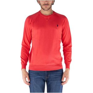 U.s. Polo Assn., Logo Crew Neck Gebreide trui Rood, Heren, Maat:S