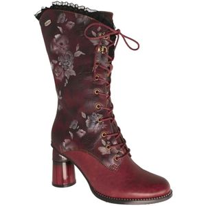 Laura Vita, Schoenen, Dames, Rood, 39 EU, Leer, Rode bloemen leren haklaarzen