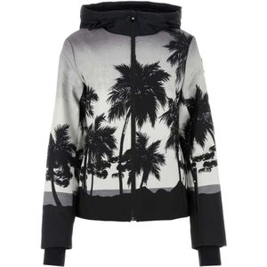 Palm Angels, Sweatshirts & Hoodies, Dames, Zwart, M, Polyester, Gedrukte Palm Ski Jas