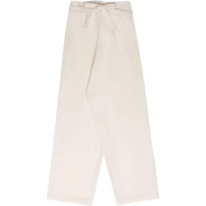 The New Society, Broeken, Dames, Wit, S, Katoen, Wijde Pijp Herringbone Twill Tokyo Broek