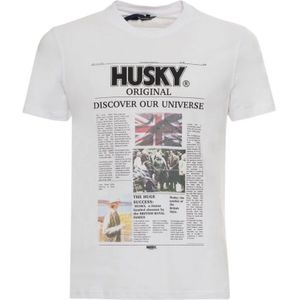 Husky Original, Tyler Lente/Zomer Heren T-shirt Wit, Heren, Maat:3XL