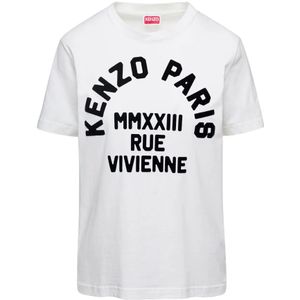 Kenzo, Tops, Dames, Wit, M, Katoen, Witte T-shirt met Logo Print