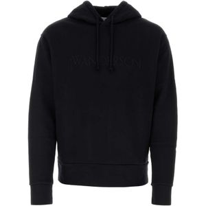 JW Anderson, Sweatshirts & Hoodies, Heren, Zwart, S, Katoen, Zwarte katoenen sweatshirt - Klassieke stijl