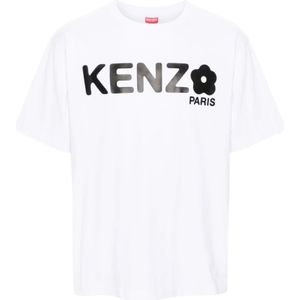 Kenzo, Tops, Heren, Wit, XL, Katoen, Biologisch katoenen T-shirt met Boke Flower-print