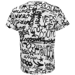 Versace Jeans Couture, Tops, Heren, Wit, 2Xl, Graffiti Print Slim Fit T-Shirt