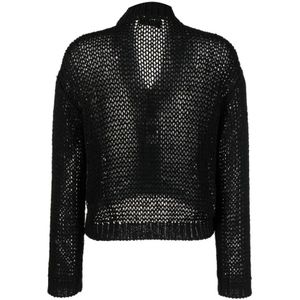 Roberto Collina, Boxy Cardigan Zwart, Dames, Maat:S