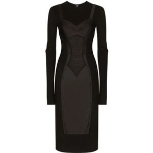 Dolce & Gabbana, Kleedjes, Dames, Zwart, M, Glamoureuze Suit-Style Feestjurk
