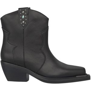 Alma EN Pena, Schoenen, Dames, Zwart, 36 EU, Leer, Studded Leren Enkellaarzen