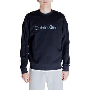 Calvin Klein, Sweatshirts & Hoodies, Heren, Zwart, S, Katoen, Zwart Print Sweatshirt Herfst/Winter