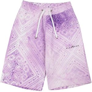 John Richmond, Korte broeken, Heren, Paars, S, Katoen, Kleurrijke Tie Dye Bermuda Shorts