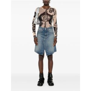 MM6 Maison Margiela, Rokken, Dames, Blauw, S, Denim, Indigo Denim Rok met Splitten