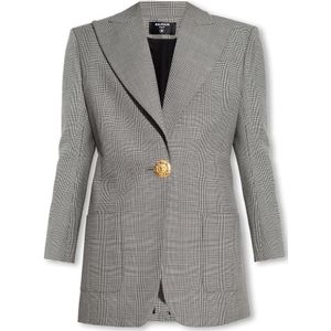 Balmain, Jassen, Dames, Veelkleurig, M, Wol, Geruite blazer