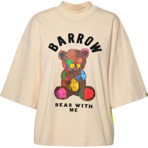 Barrow, Tops, Dames, Beige, L, Stijlvolle Cropped Jersey T-shirt