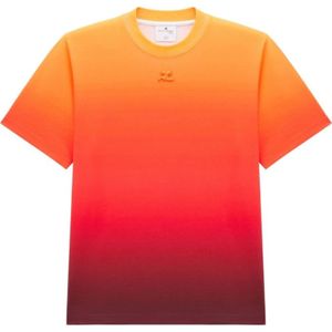 Courrèges, Tops, Dames, Oranje, L, Katoen, T-Shirt met Gradient Logo Borduursel