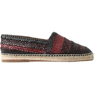 Dolce & Gabbana, Schoenen, Heren, Veelkleurig, 40 EU, Leer, Elegante Geweven Leren Espadrilles