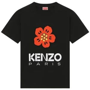 Kenzo, Tops, Dames, Zwart, XS, Boke Flower Placed T-shirt Zwart
