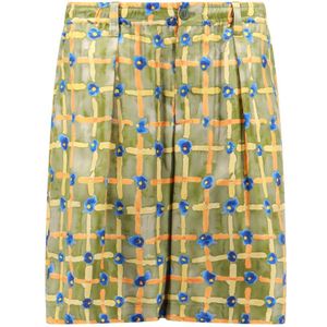 Marni, Multicolor Zijden Bermuda Shorts voor Heren Groen, Heren, Maat:L