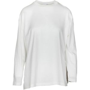 Douuod Woman, Tops, Dames, Wit, XS, Katoen, Lange Mouw Jersey T-shirt met Strik