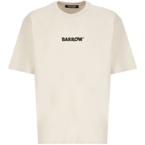 Barrow, Tops, Heren, Beige, S, Katoen, Natuurlijke Katoenen Crew Neck T-shirt