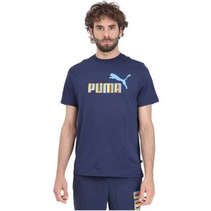 Puma, Tops, Heren, Blauw, S, Katoen, T-Shirts