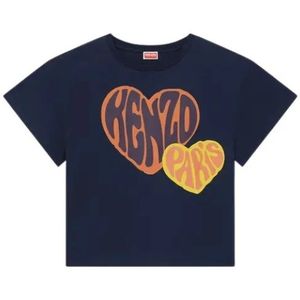 Kenzo, Hart Oversize T-Shirt Polos Zwart, Dames, Maat:S