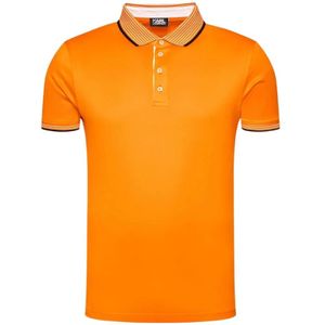 Karl Lagerfeld, Tops, Heren, Oranje, XL, Katoen, Oranje Katoenen Polo Shirt Regular Fit