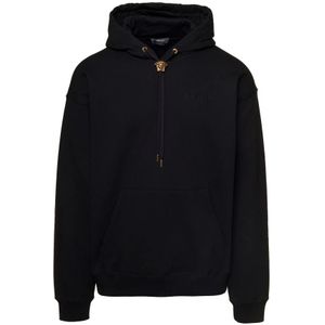 Versace, Sweatshirts & Hoodies, Heren, Zwart, S, Katoen, Zwarte Sweaters