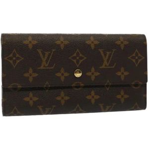 Louis Vuitton Vintage, Pre-owned, Dames, Bruin, ONE Size, Tweed, Pre-owned Canvas wallets