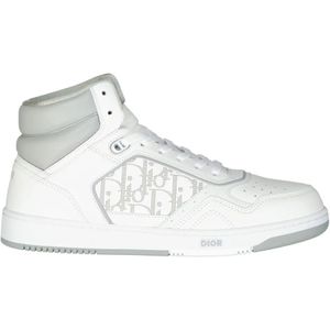 Dior, Schoenen, Heren, Wit, 50 EU, Leer, High-Top Sneakers met iconisch logo