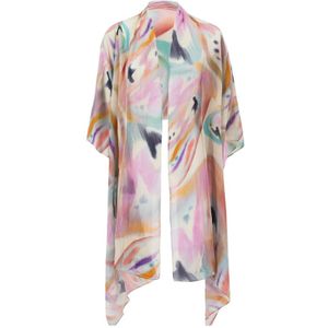 Etro, Zijden Kimono Jas met Vlinderprint Beige, Dames, Maat:S