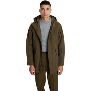 L'Exception Paris, Mantels, Heren, Groen, L, Katoen, Khaki Waterafstotende Parka, Rechte Snit