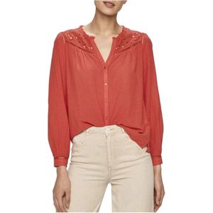 Pepe Jeans, Blouses & Shirts, Dames, Rood, S, Katoen, Shirt carina_pl 303953