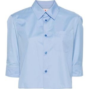 Marni, Blouses & Shirts, Dames, Blauw, L, Katoen, Stijlvolle Shirt
