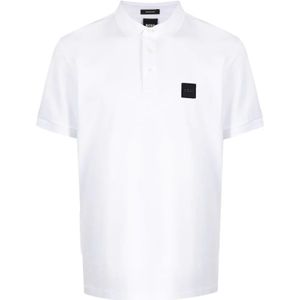 Hugo Boss, Tops, Heren, Wit, L, Katoen, Logo-patch Katoenen Polo Shirt