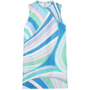 Emilio Pucci, Blauwe Abstract Patroon Zijden Jurk Veelkleurig, Dames, Maat:M