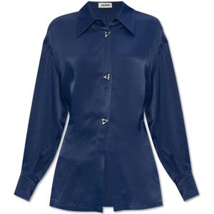 Aeron, Blouses & Shirts, Dames, Blauw, M, Satijn, ‘Chase’ satijnen shirt