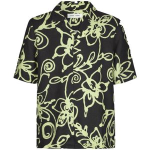 Samsøe Samsøe, Overhemden, Heren, Veelkleurig, L, Boxy Fit Geel Bloemenprint Shirt