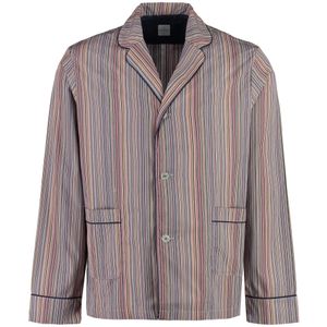 PS By Paul Smith, Nachtkleding & Lounge, Heren, Veelkleurig, S, Katoen, Gestreepte katoenen pyjama met zakken